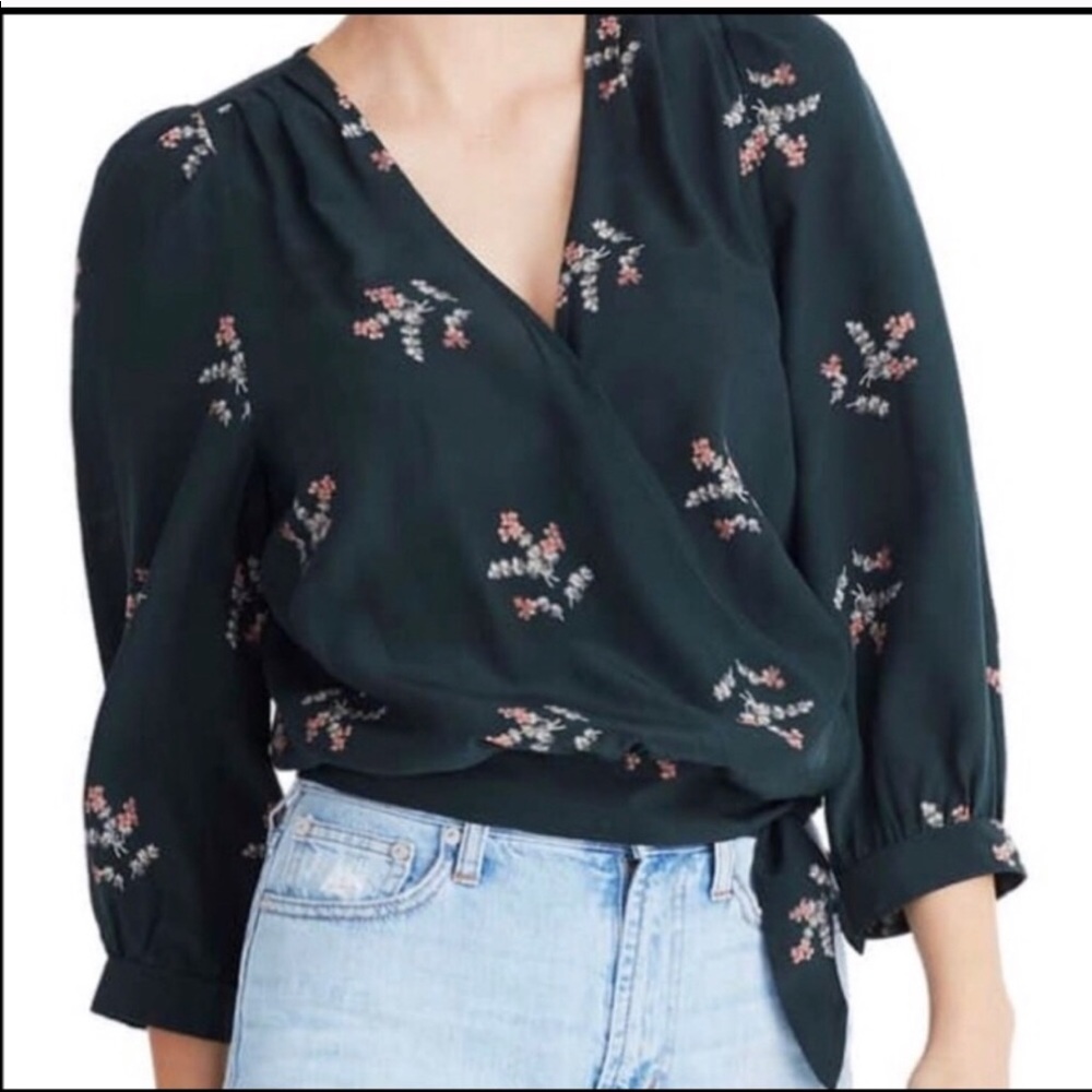 Madewell floral silk blouse